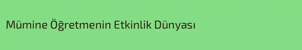 Mümine Öğretmenin Etkinlik Dünyası